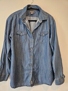 Denim Womens Button Up Shirt Elevate Large